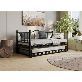 Resim Reyo Kamelya Yavrulu Daybed Sedir Karyola Siyah 90x200 