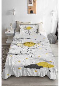 Resim Uçan Balon Desenli Tek Kişilik Pike ( Yastık Kılıflı ) 