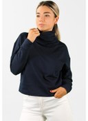 Resim Kadın 2 İplik Degaje Yaka Sweatshirt Lacivert 