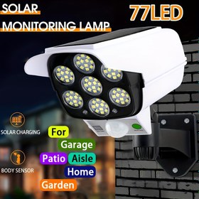 Resim Güneş enerjili LED sel lambası, kızılötesi sensörlü, ayrılabilir yarı-dolgu montajlı, katlanabilir duvar lambası, dış mekan gözetimi, garaj, bahçe için - Uzaktan kumanda dahil, parlatılmış yüzey, plastik malzeme, lityum pil, 1200mAh 