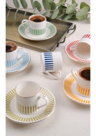 Resim Porser Alya Mix Kahve Fincan Takımı 80cc 6 Kişilik 12 Parça Çok Renkli 