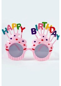 Resim Beysüs Happy Birthday Parti Gözlük Cupcake Temalı Pembe 