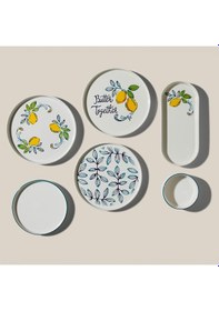 Resim Nehir Sour Lemon 6 Kişilik 15 Parça Seramik Kahvaltı Takımı Beyaz 