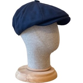 Resim Standart Kışlık Yün Ingiliz Kasket Dökümlü Peaky Blinders Kasket Balıksırtı Kasket Arkası Lastikli Lacivert 