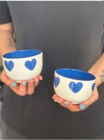 Resim 2 Li İçi Dolu Lacivert Kalpli Çerezlik Kase 