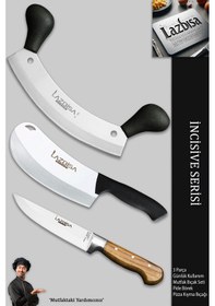 Resim İncisive Serisi Mutfak Bıçak Seti Pizza Börek Et Bıçağı Mft-763 Ahşap - Siyah 