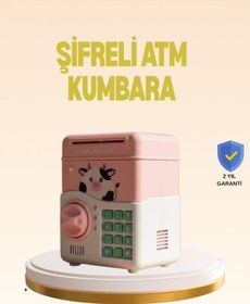 Resim Çocuklar İçin Pembe Atm Görünümlü Elektronik Kumbara 