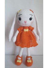 Resim Amigurumi Turuncu Tavşan Oyuncak 