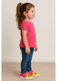 Resim Renkli Köpek Baskılı Kız Çocuk Panduf Sarı 