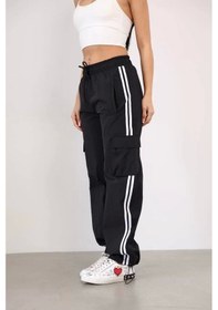 Resim Paraşüt Kumaş Kargo Ceplı Baggy Eşofman - Siyah Siyah 