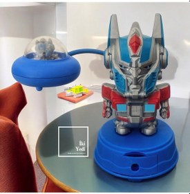 Resim Transformers 77-1 Mavi Masa Lambası Şarjlı Gece Lambası Çocuk Genç Odası Figür Objeler Kalemtıraşlı Mavi 