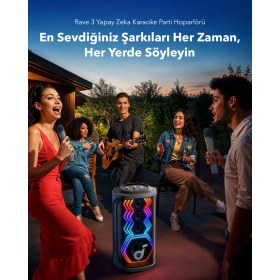 Resim Anker Soundcore Rave 3 AI Karaoke Bluetooth Hoparlör - 160 W Güçlü Ses - 12 Saat Çalma Süresi - A31A3 