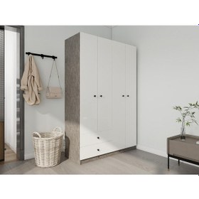 Resim 4 Kapaklı 2 Çekmeceli Gardırop Hanoibeyaz Beyaz 