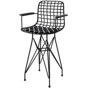 Resim Knsz ufak boy tel bar sandalyesi 1 li uslu syhviona kolçaklı 55 cm oturma yüksekliği mutfak bahçe cafe ofis 