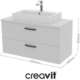 Resim Creavit D10 Next Lavabo Dolabı İki Çekmeceli 100 Cm Beyaz Melamin Gövde Beyaz 