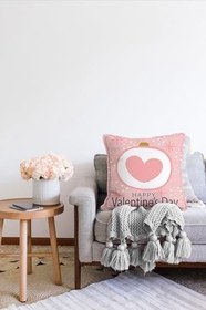 Resim RealHomes Çift Taraflı Sevgililer Günü Temalı Özel Tasarım Dijital Baskılı Modern Raşel Yastık Kırlent Kılıfı, Sonil-K9193 