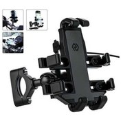 Resim Wondernest Wupp Cs-1098a1 Motosiklet Alüminyum 8 Çeneli Telefon Şarj Tutucu Anahtarlı Siyah Siyah 