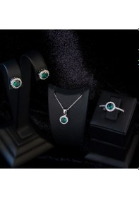 Resim 925 Ayar Gümüş Yeşil Tek Taşlı Set 
