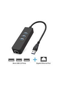 Resim Alfais 4263A Usb 3.0 To Ethernet Gigabit Rj45 3 Port Hub Çoklayıc 