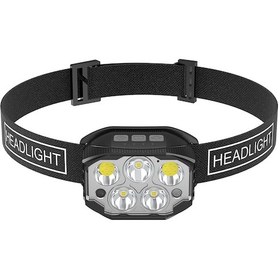 Resim Lemestar Led Kafa Feneri, 1000mah Şarjlı Batarya, 3xpe+2cob, Duyarlı Sensör, Uzun Süre Kullanıma Uygun, Balıkçılık Ve Gece Kullanıma Ideal, Siyah, Tek Adet Çok Renkli 