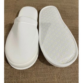 Resim Private Label 5 Çift Lohusa Terliği Çift Kat Polyester Havlu Süslenebilir Kalın Sünger Taban Otel Banyo Terlik 