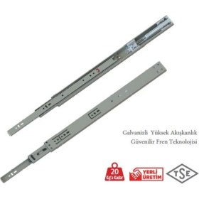 Resim En 35 mm Frenli Teleskopik Bilyalı Çekmece Rayı - 35 cm (1 Takım) 