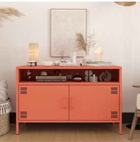 Resim Pera Tv Ünitesi, Tv Dolabı,2 Kapaklı, Açık Raflı 100,50 X 40 X 64,50 Cm Ral 3022 Somon 