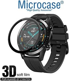 Resim Microcase Huawei Watch GT2 46mm Tam Kaplayan Kavisli Ekran Koruyucu 3D Pet Film - Siyah 