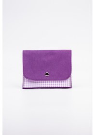Resim Fabric Craft Bag Kadın Cüzdanı Kumaş, Çıtçıt Kapamalı Mor 