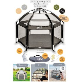 Resim Kiwi Safari Çocuk-bebek Oyun Parkı Çadırı +50 Uv Korumalı,kolay Kurulum,alüminyum Sağlam Gövde- Siyah 