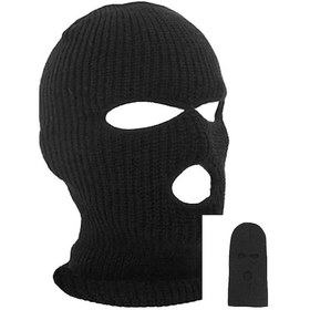 Resim Unisex Siyah Kışlık 3 Gözlü Bere Olabilen Kar Maskesi Balaclava 