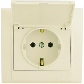 Resim Makel Defne Krem Kapaklı Topraklı Priz 