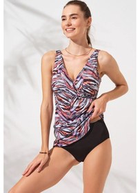 Resim Mara Kruvaze Formlu Tankini Takım Çok Renkli 