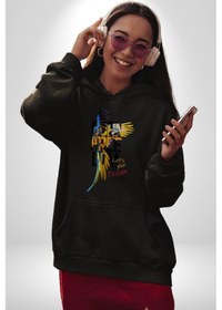 Resim Özgür Doğmuş Yükseklerden Ucalım Kadın Erkek Siyah Kapüşonlu Sweatshirt Hoodie Siyah 