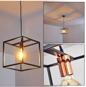 Resim Riolıght Modern1,retro1,rustik1 Küp Metal Tekli Sarkıt Avize 25cm X 25cm Siyah 