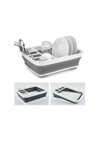 Resim Tezgah Üstü Kaşık Bölmeli Katlanır Bulaşık Kurutmalık 