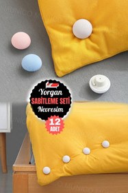 Resim moontime alaçatı 12 Adet Nevresim Klipsi ve Yorgan Düğmesi Seti, Estetik ve Pratik Yatak Düzenleme 