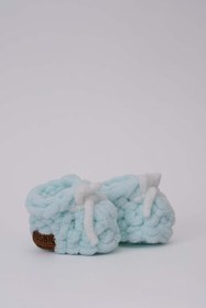 Resim Bugula Bebek Panduf Baby Shower Hediyesi 0-3M Beyaz Fiyonklu Su Yeşil Unisex Alize Puffy Patik 