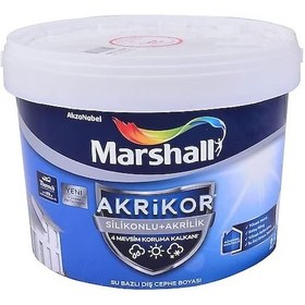 Resim Marshall Akrikor Silikonlu + Akrilik Dış Cephe Boyası Beyaz 7.5 Lt. 7,5 LT 