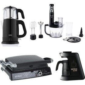 Resim Arnica Orginal 4'lü Elektronik Çeyiz Seti ST90010 Siyah Renkli Modern Tasarım 