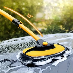 Resim Uzun Saplı Ayarlanabilir Alüminyum Araç Yıkama Fırçası ile Chenille Mikrofiber Toz Toplayıcı, Otomatik Aksesuarlar için Dönme Başlı Uzatılabilir Temizlik Mopu 
