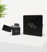 Resim Kişiye Özel İsimli Siyah Metal Sigara Tabakası ve Benzinli Çakmak N11.1721 