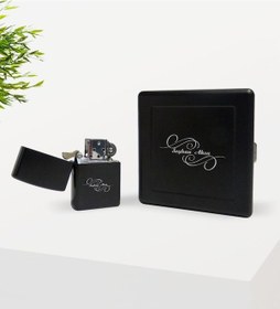 Resim Kişiye Özel İsimli Siyah Metal Sigara Tabakası ve Benzinli Çakmak N11.1721 
