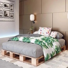 Resim Loolpi Home Loolpi Home doğal Ahşap Palet Karyola Yer Yatağı Tek ve Çift Kişilik 