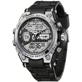 Resim Cloud011 Siyah Sağlam Çift Ekranlı Led Spor Kol Saati Silvery Kronometre Alarm Diğer 