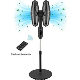 Resim Fakir Duoflow Çift Başlıklı Ayaklı Vantilatör 50 W Geniş Salınım Açısı ile Enerji Tasarrufu 