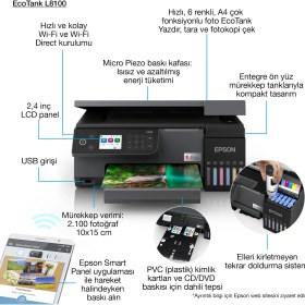 Resim Epson Ecotank L8100 A4 Çok Fonksiyonlu Yazıcı 