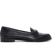 Resim Women's Black Leather Masculine Loafer Derimod