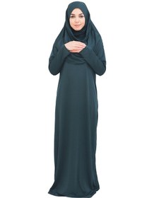 Resim Zehranaz Namaz Elbisesi Koyu Yeşil Fermuarsız Namaz Elbisesi Koyu Yeşil 