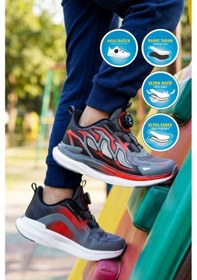 Resim Cool Gri Geniş Kalıp Fileli Hafif Esnek Erkek Çocuk Spor Ayakkabı Zeo F 